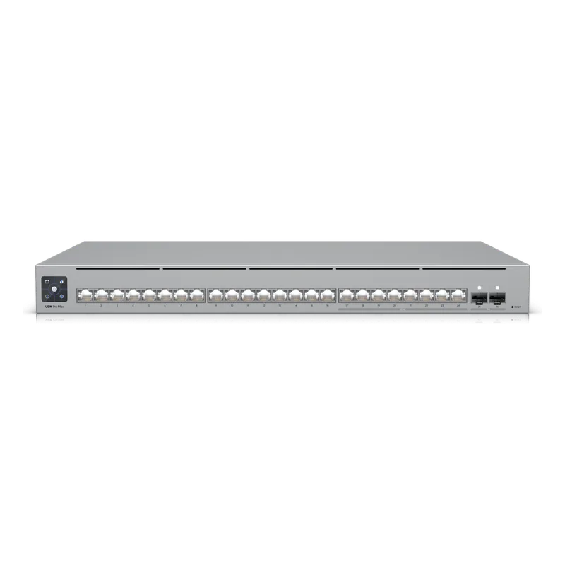 UniFi Switch Pro Max 24 – Switch Capa 3 con 24 Puertos (8 × 2.5 GbE y 16 × 1 GbE), 2 Puertos SFP+ 10G y Pantalla Informativa Integrada UBIQUITI USW-PRO-MAX-24