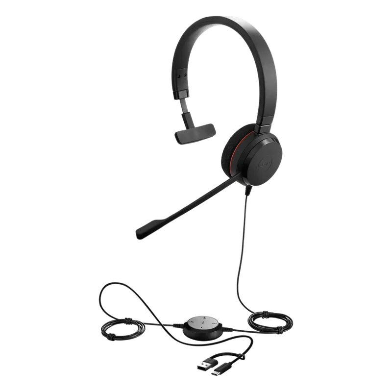 Jabra Evolve 20 Mono con Conexión USB C/A, Micrófono con Cancelación de Ruido de Ultima Generación, Configuración Plug and Play, Certificación Microsoft Teams (4993-823-169) EVOLVE20MONOMSUSBC/A