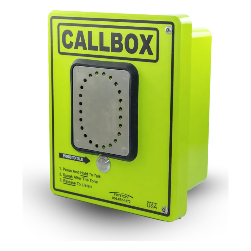Callbox HD Series / Intercomunicador Bidireccional UHF / 2W Transmisión / IP65 Antivandálico / Fibra de Vidrio / Mensajes de Voz / Relay Control de Acceso / Sensor Input RITRON RQX427HD