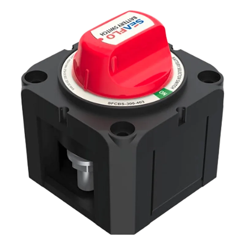 Interruptor Desconexión Batería SEAFLO SFCBS-300-202 / Monocircuito ON-OFF / 275A DC Continuo / 900A DC Arranque / Cobre Estañado / IP68 / Cumple ABYC-UL-SAE