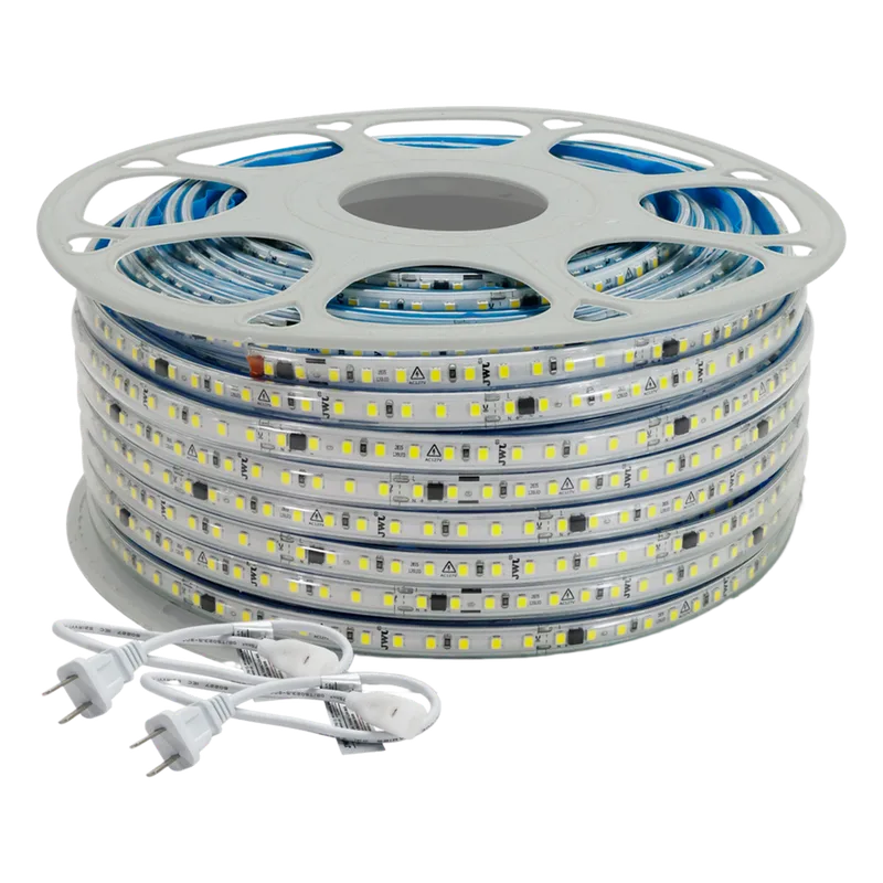 Manguera LED Luminosa Blanca de Resina Transparente y Flexible / Para uso Interior o Exterior / Carrete de 50 m/ 110V CA 4.2 A/ 500 W Potencia / T.C.C. 6500 K. JWJ JLML-2835-07B