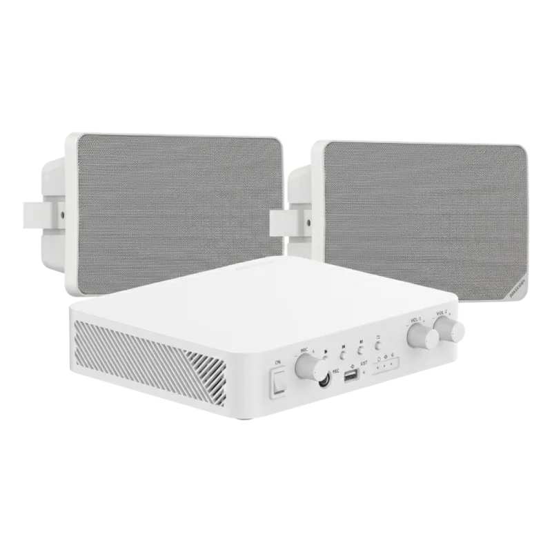 Kit de Audio | 70/100V | 2 Altavoces de pared | Bluetooth | Color Blanco | Hik-Connect HIKVISION DS-QAE-KIT-0120G