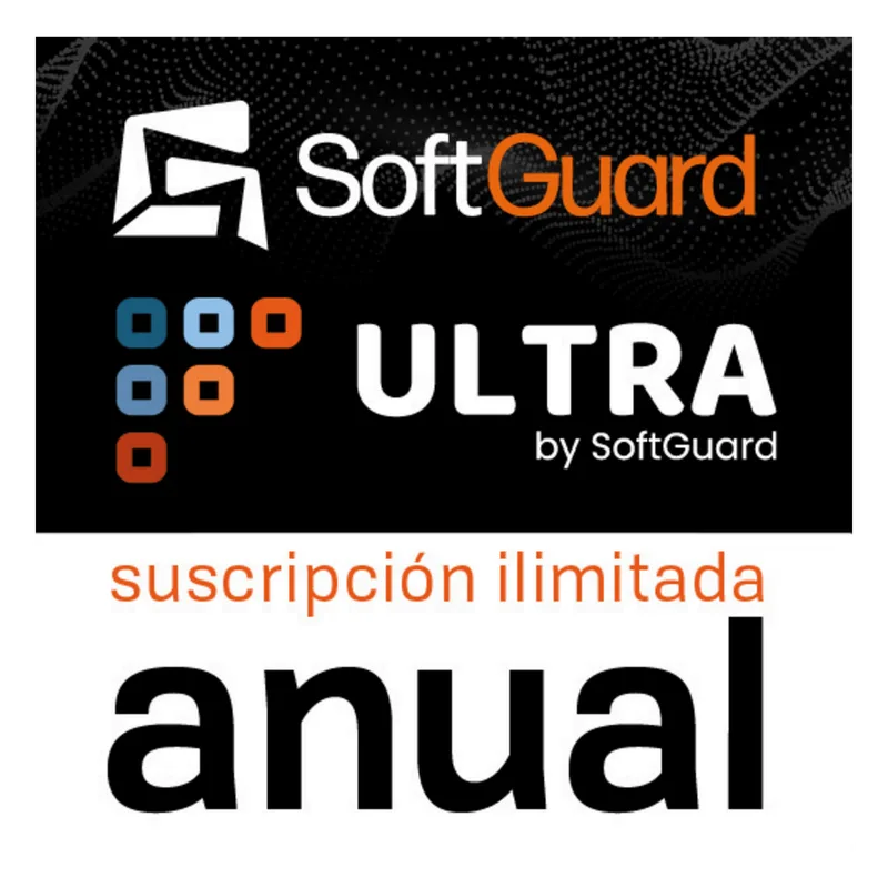 SoftGuard ULTRA / Licencia Anual / Plataforma Integral de Monitoreo / Alarmas, Video, GPS y CRM / Apps Móviles / Implementación Física, Virtual o Nube ULTRA-A