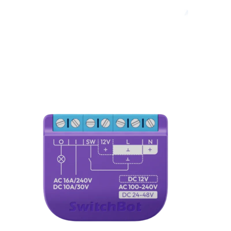 Relay Switch Inteligente Garaje / WiFi + BLE / Control Remoto App / Compatible Matter / Entrada 12-48V CC / Salida 30V 10A / 42 x 36 x 16 mm (1.7 x 1.4 x 0.6 in) SWITCHBOT SWITCHBOTRELSWGD
