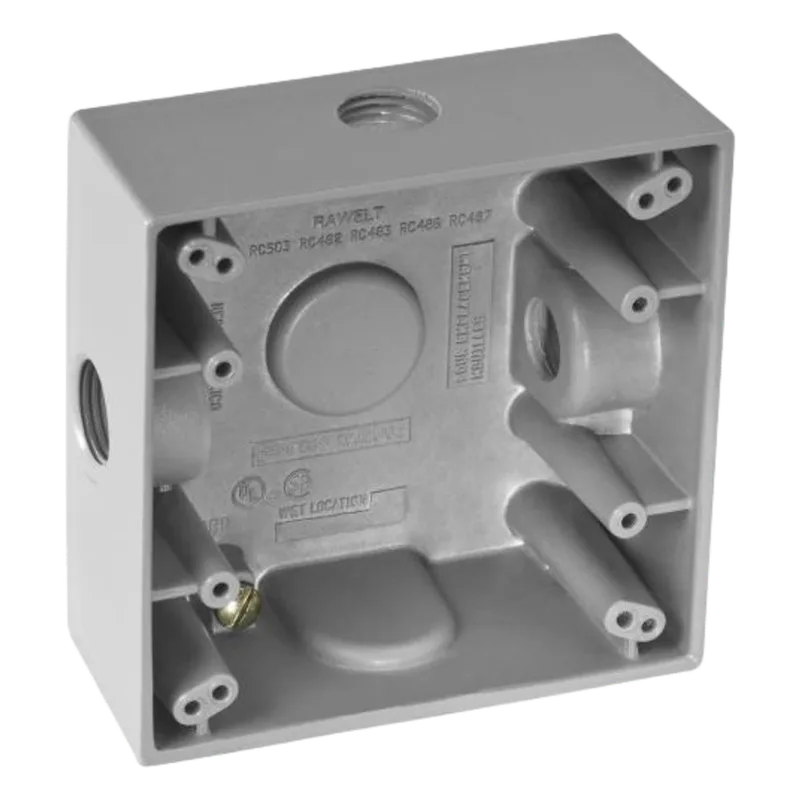 Caja Cuadra de 1/2" a Prueba de Intemperie/ Cuenta con 3 salidas. RAWELT RC-0502