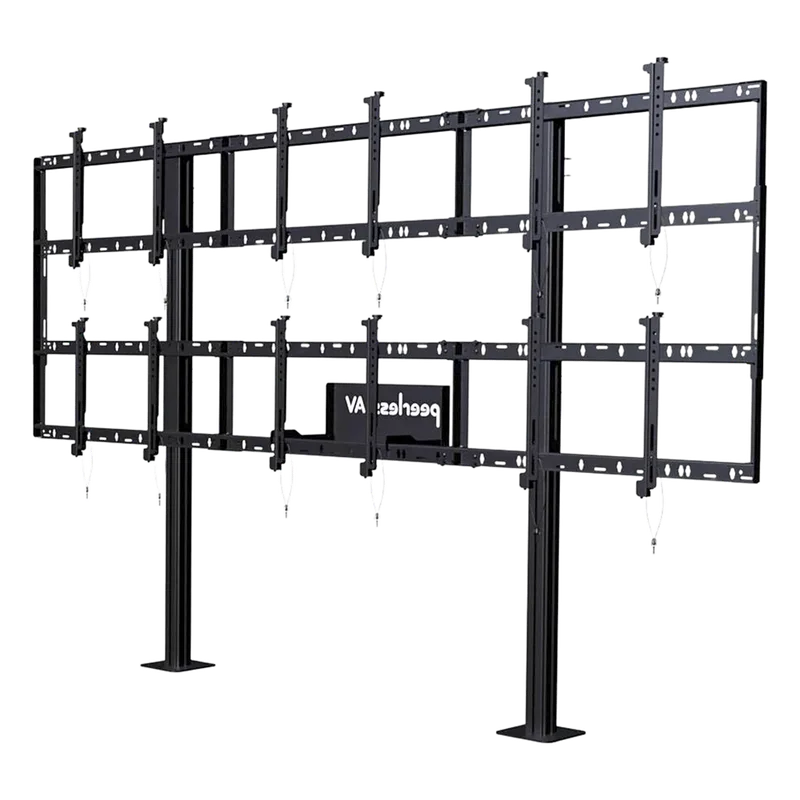 Soporte Modular para Video Wall Pedestal / Configuración 3x2 / Para Pantallas 46" a 55" / Hasta 5" de Profundidad (127 mm) / Ajuste Sin Herramientas / 8 Puntos de Alineación / Estructura de Aluminio / Compatibilidad VESA 200x2 PEERLESS DS-S555-3X2