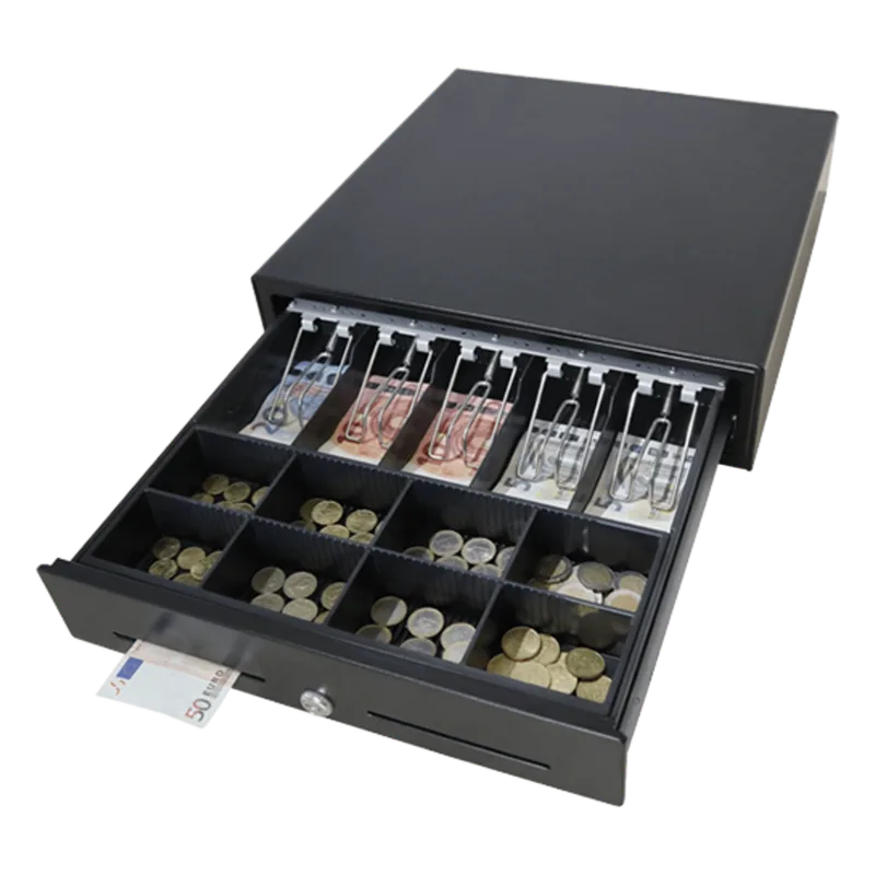 Cajón para Efectivo / Serie MK / Apertura Manual Push Open / Sin Electricidad / Insertos Ajustables Billetes y Monedas / Cubierta de Acero / 410 mm MAKEN MK410