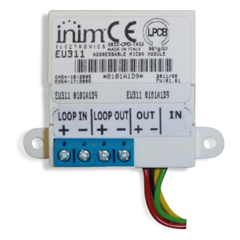 Micromódulo de Entrada | Salida Direccionable | Autodireccionamiento | 1 Entrada Supervisada | 1 Salida Alimentada por Bucle | Aislador Integrado INIM ELECTRONICS EU-311