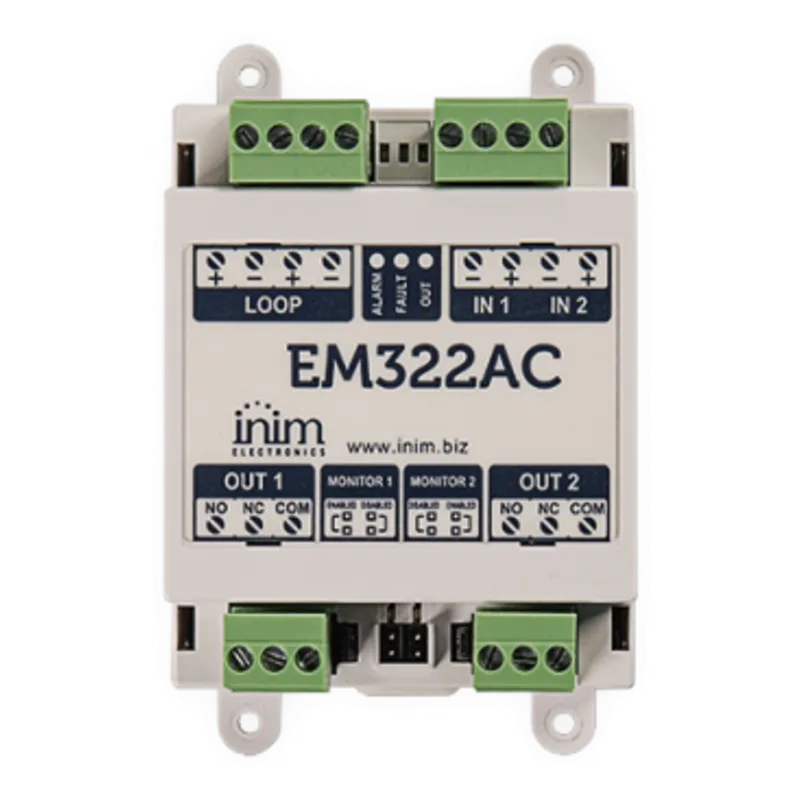 Módulo de Control | 2 Entradas Supervisadas | 2 Salidas de Relé 230 VCA | Tecnología LoopMap | Autodireccionamiento | Aislador de cortocircuito incluido INIM ELECTRONICS EM322AC
