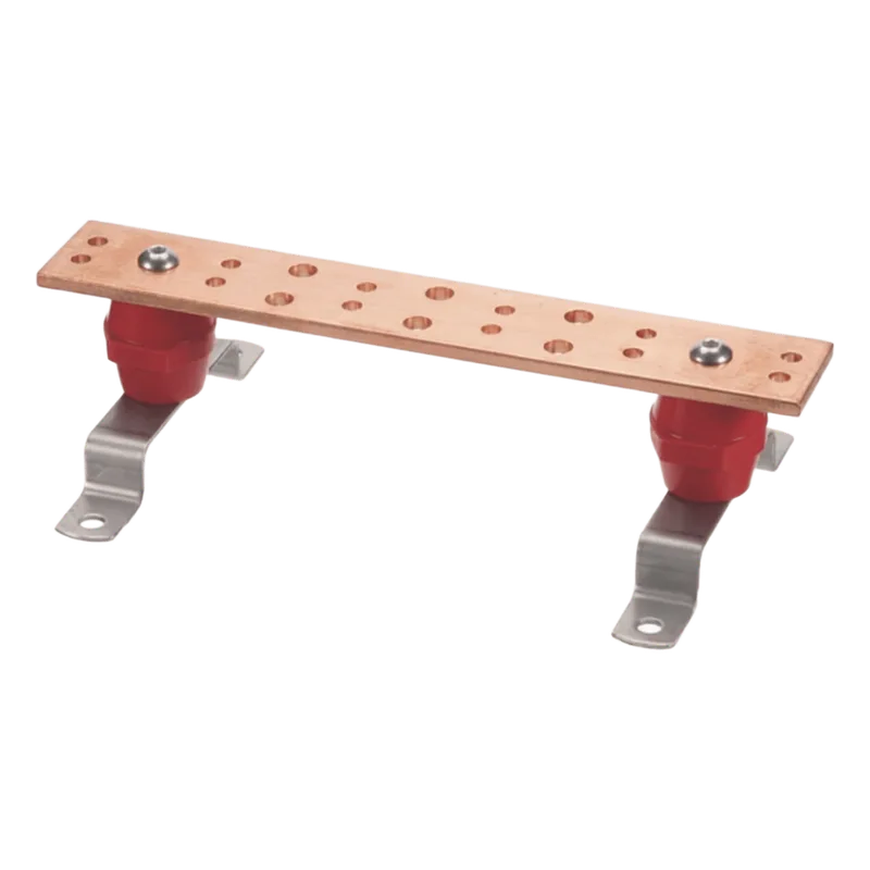 Barra Unión Telecom TMGB / 12 x 2 x 1/4 in / Cobre 100% / 6+12 Orificios / Montaje Muro Incluido / Aisladores Rojos / J-STD-607-A LINKEDPRO BY EPCOM LP-BUS-TMX122