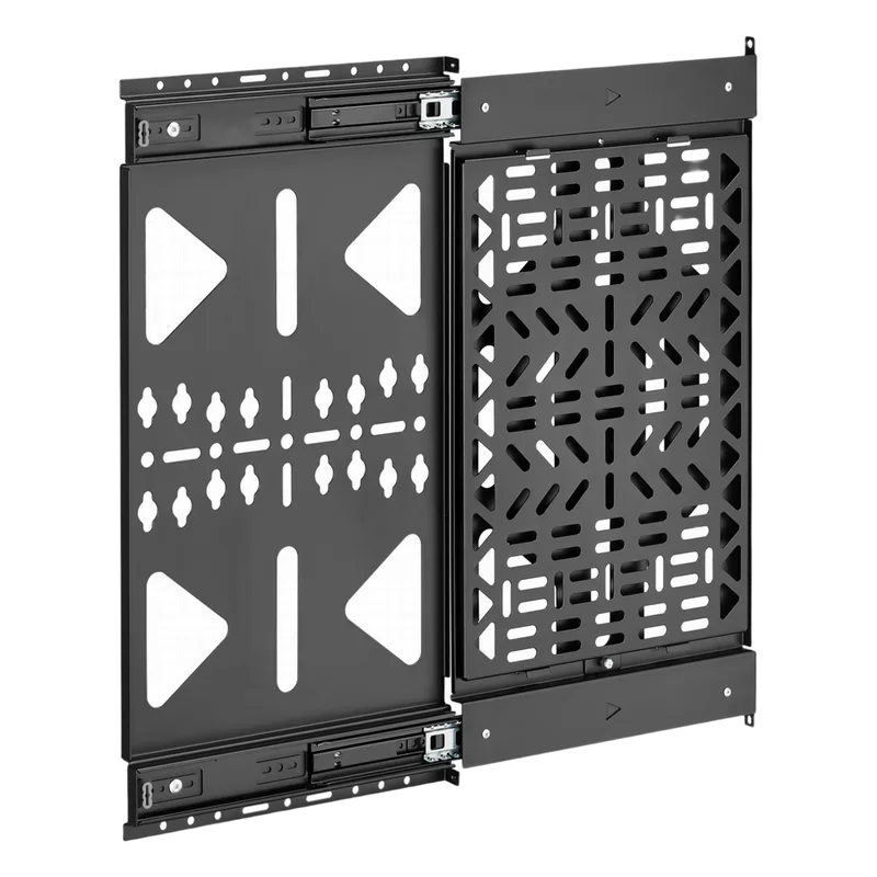 Montaje Deslizante de Almacenamiento AV | Capacidad de Carga 10 kg (22 lbs) | Rango de Deslizamiento 300 mm | Fabricado en Acero | Sistema de Sujeción Quick-Release sin Herramientas BRATECK APM-10-01