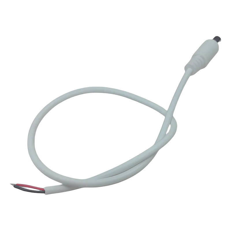 Cable con Conector Macho (Pigtail) | Forro Blanco | Alimentación para Vcc con Puntas Libres | Polarizado | Largo 22 cm (8.66 Pulgadas) / Calibre 22AWG. EPCOM POWERLINE DC-CORD-W