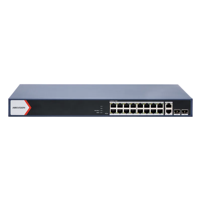 Switch Gigabit PoE+ / Monitoreable / 16 Puertos 1000 Mbps PoE+ / 2 Puerto 1000 Mbps de Uplink / 2 Puerto SFP / Configuración Nube desde Hik-PartnerPro / Modo Extendido hasta 300 Metros / 125 Watts HIKVISION DS-3E1520P-EI/M