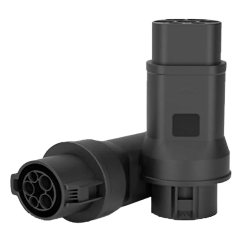 Adaptador de Conector EV / Entrada Tipo 1 (SAE J1772) / Salida Tipo 2 (IEC 62196-2) / 7 kW / 32 A / 220 V AC / Monofásico / Compacto y Portátil GREENC T1/T2