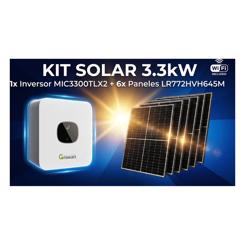 Kit Solar Interconexion / 3kW 220Vca / Inversor GROWATT/ Montaje Incluido MIC3300KIT2