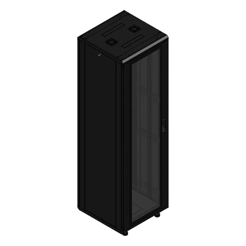 Gabinete rackeable de piso de 42U, compatible con estándar 19 pulgadas, equipado con puerta frontal de cristal para una mejor visibilidad y presentación profesional LINKEDPRO LES-60-60-42UG