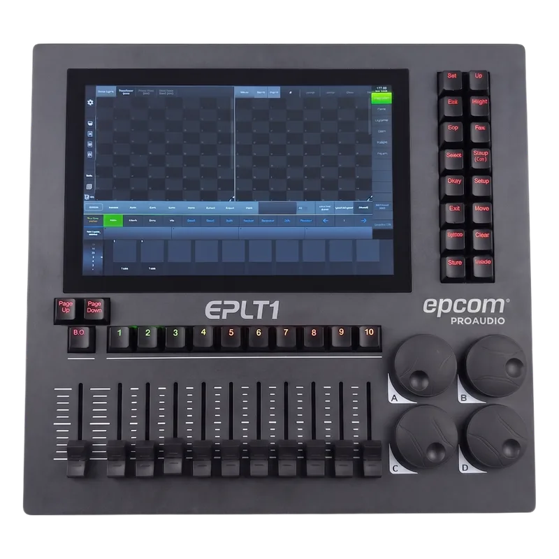Consola de Iluminación DMX EPLT1 / 2 Universos / Pantalla 10.1" Multitáctil / 10 Faders + 4 Ruedas / WiFi Integrado / Flight Case Incluido EPCOM PROAUDIO
