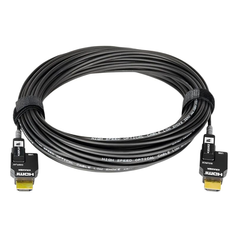 Cable Activo Óptico HDMI 4K 30 mts | 4K@60Hz 4:4:4 | 18 Gbps | Terminales Desmontables Micro-HDMI | Fibra Optica | Libre de Halógenos LSHF | Bañado en Oro 24K KRAMER CLS-AOCH/60-98