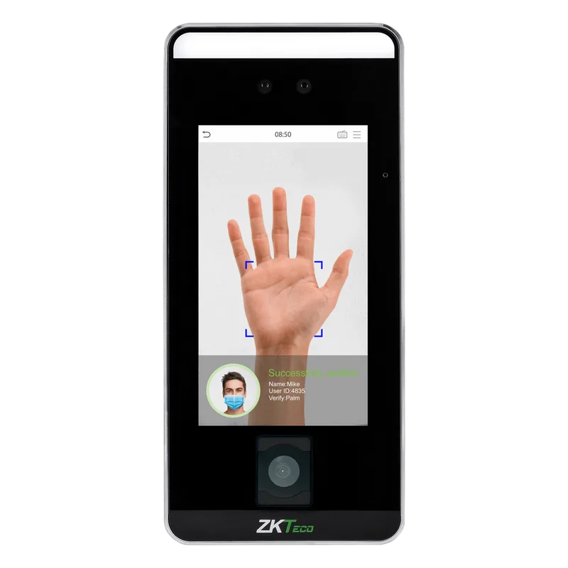 Terminal Biométrico de Reconocimiento Facial / QR Code / Palm Vein / Detección de Mascarillas / Touchless / 5" Touch Screen / 6000 Plantillas Faciales / 3000 Plantillas Palma / WiFi Opcional ZKTECO SPEEDFACEV5LQR