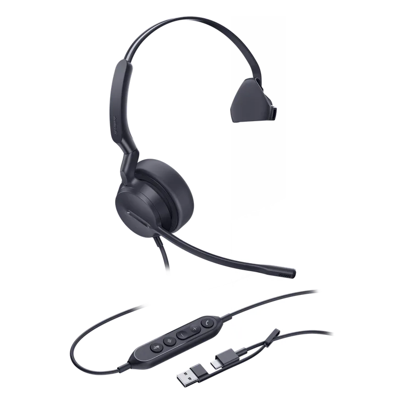 Yealink UH42 SE Mono, cancelación de ruido USB-C/A y 3,5 mm con indicador de ocupado, plug and play UH42-SE-MONO-USB-C/A
