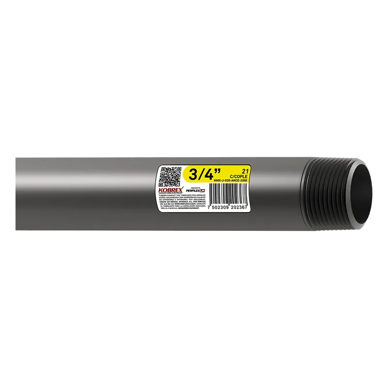 Tubo Conduit Pared Gruesa de Acero Galvanizado de 1 1/2" x 3 m / Recubrimiento Zinc Interior y Exterior / Inmersión en Caliente / Etiqueta Amarilla / NMX-J-535-ANCE KOBREX KIMC-112