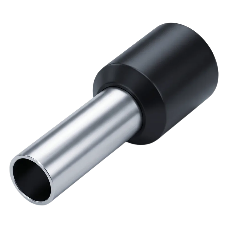 Conector Ferrule | 16AWG | 1.5mm² | Conductor Latón Estañado | Aislamiento PVC Negro / 14.6 mm | 25 Piezas por Bolsa EPCOM POWERLINE E1508