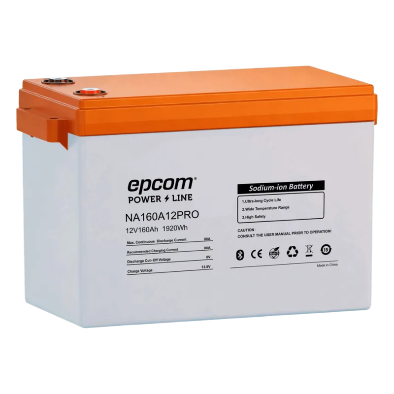 Batería de Iones de Sodio Ciclo Profundo / 12 Vcc 160 Ah / 1920 Wh / 8000 Ciclos / IP65 / Solar, Marina, Respaldo EPCOM POWER LINE BY RITAR NA160A12PRO