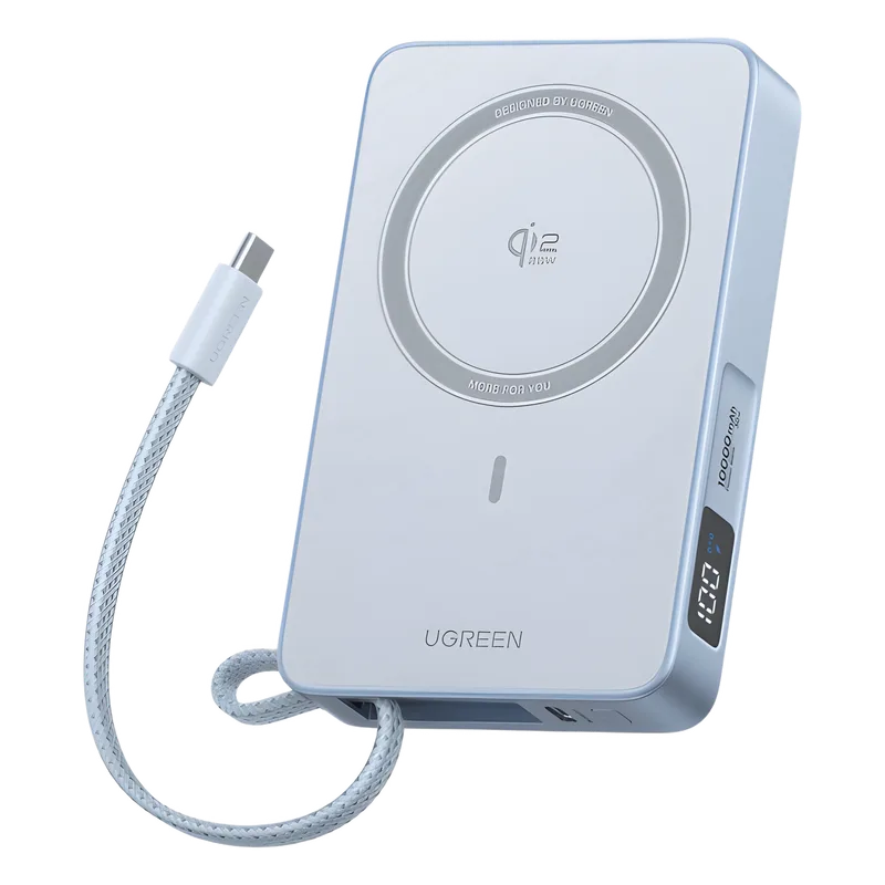Powerbank Magnético Inalámbrico / 10000 mAh 36 Wh / 30W USB-C PD3.0/PPS/UFCS + Cable Integrado 60W / Carga Inalámbrica 25W Qi2.2 MPP / Magnético 8N / Pantalla LED / 254 g UGREEN 65958B