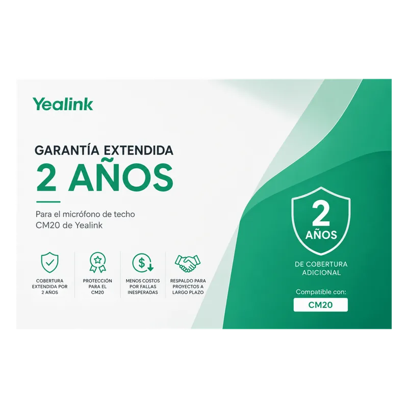 Garantia Extendida de 2 años para Microfono de Techo CM20 de Yealink CM20-AMS-2YEAR