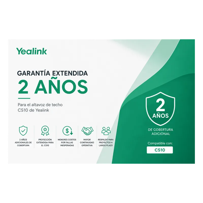 Garantia Extendida de 2 Años para Altavoz de Techo CS10 de Yealink CS10-AMS-2YEAR