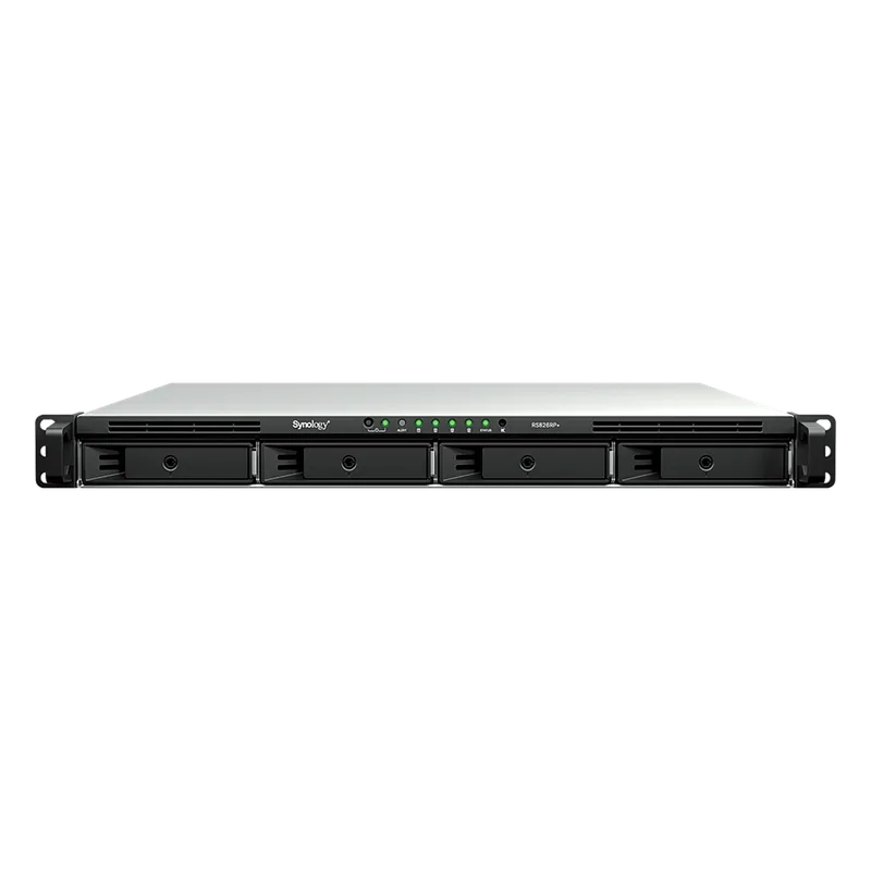 Servidor NAS Rackmount / 4 Bahías Hot-Swappable 1U / 2000/1300 MB/s Lectura/Escritura / 4 Puertos 1GbE RJ45 / PCIe 3.0 x8 / Dual Power Supply Redundante / DSM / Almacenamiento Empresarial SYNOLOGY RS826RP+