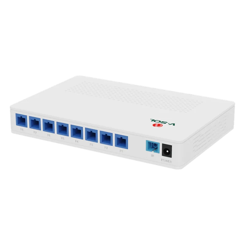 Splitter Activo 1x8 para Alimentación de 8 Dispositivos POF, puertos SC/UPC V-SOL V1808PU
