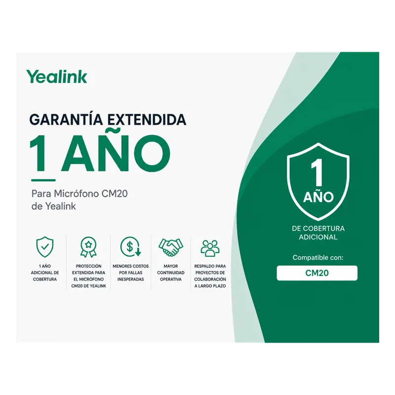 Garantia Extendida de 1 Año para Microfonos CM20 de Yealink CM20-AMS-1YEAR