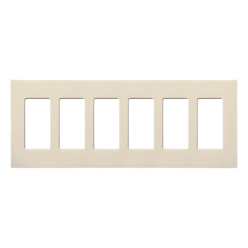 Placa de pared Claro sin tornillos para 6 dispositivos, color almendra claro, para controles Lutron tipo decora LUTRON ELECTRONICS CW6LA