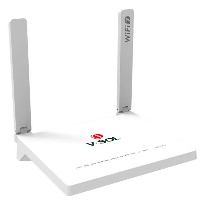 ONU GPON/EPON con Wi-Fi 7 / Puerto CATV / 1 Puerto 2.5 Gigabits/ 3 Puertos Gigabit / Puerto PON SC/UPC, Hasta 3600 Mbps V-SOL V2804BE36T-H