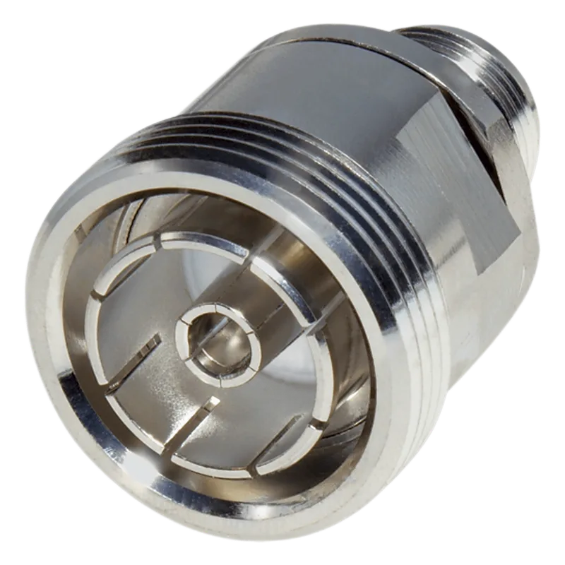 Adaptador en Línea de Conector DIN 7-16 Hembra a N Hembra, Plata / Plata / Teflón. RF INDUSTRIES,LTD P2RFD16734