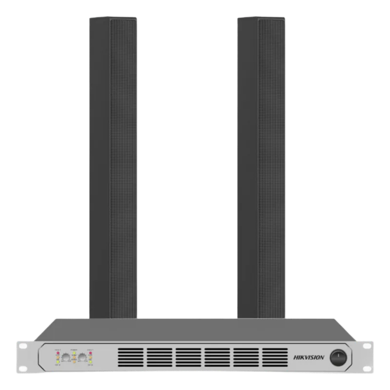 Kit de Amplificador y bocinas | Potencia profesional | 2 bocinas tipo columna HIKVISION DSQAPKIT2