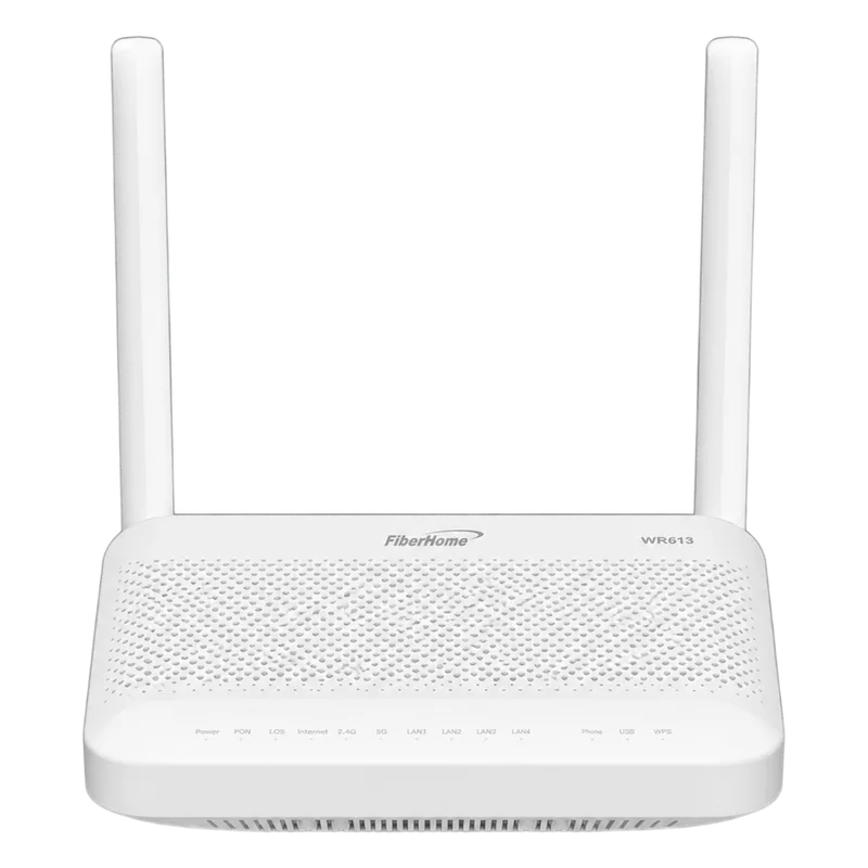 ONU GPON Wi-Fi 7 BE3600 (2.4/5 GHz), Compatible con OLT de Terceros, 1 Puerto 2.5GE + 3 Puertos GE, 1 POTS , 1 USB 2.0 FIBERHOME HG6142HT