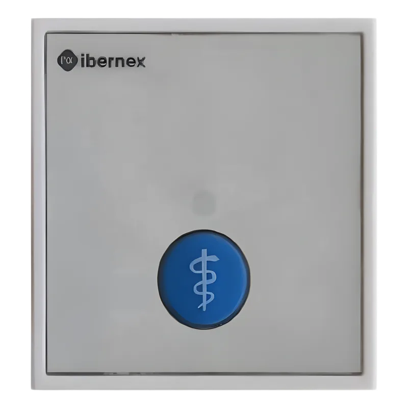 Módulo de Botón para Empotrar / 1 Tecla Iluminada con Realimentación Táctil y Audible / Lector RFID 125KHz Integrado / Comunicación RS485 / Señalización Luminosa de Estado de Alarma y Presencia Médic IBERNEX NX2397/B/V2