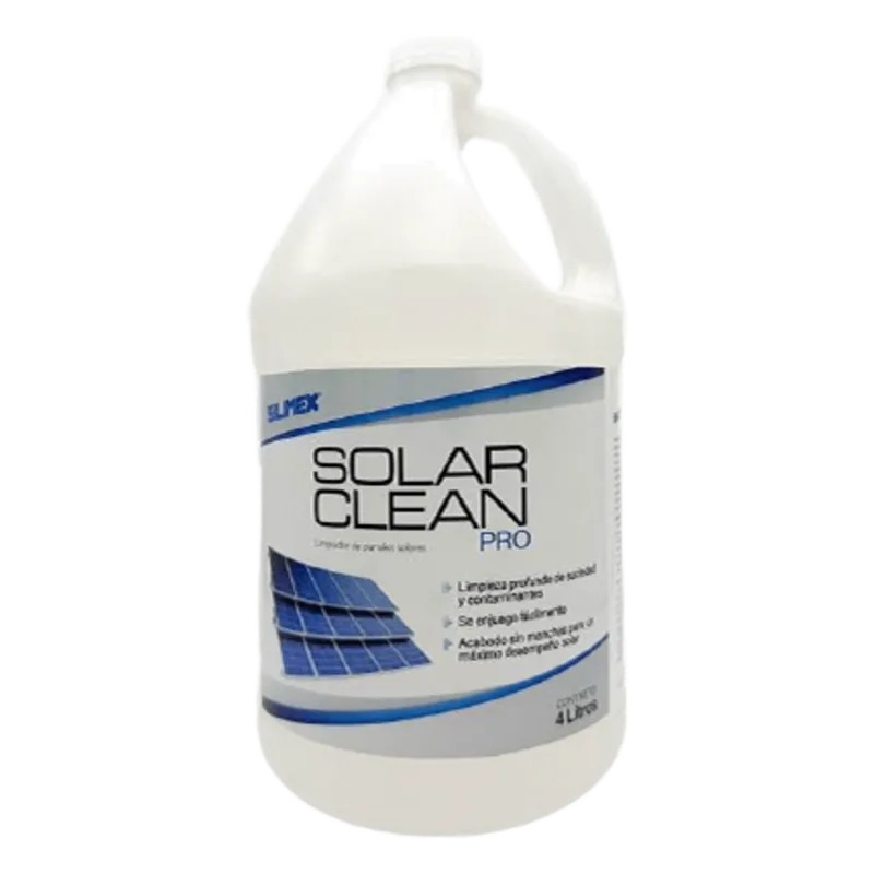 Limpiador Premium para Paneles Solares / Sin Enjuague / Secado Sin Manchas / Elimina Contaminantes que el Agua No Puede Remover / Fórmula Concentrada 25:1 / Seguro para Paneles / Presentación de 4 Litros SILIMEX SOLAR-CLEAN-PRO