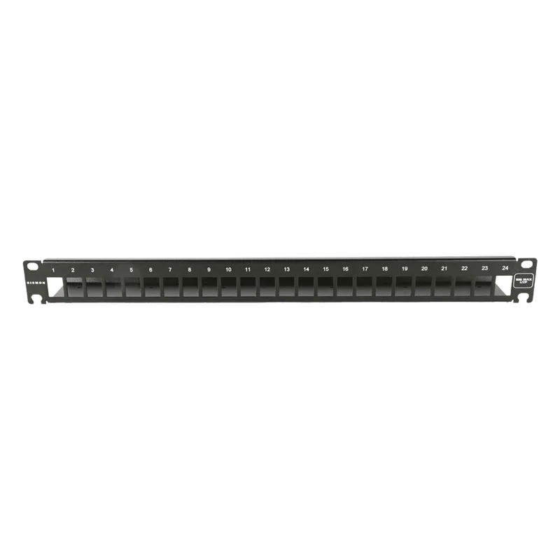 Patch Panel 10G MAX UTP / 24 Puertos Vacíos / 1U Rack 19" / Compatible Z-MAX® y UltraMAX™ / Color Negro / Administrador de Cable Integrado SIEMON 10GMXP-F1-24E