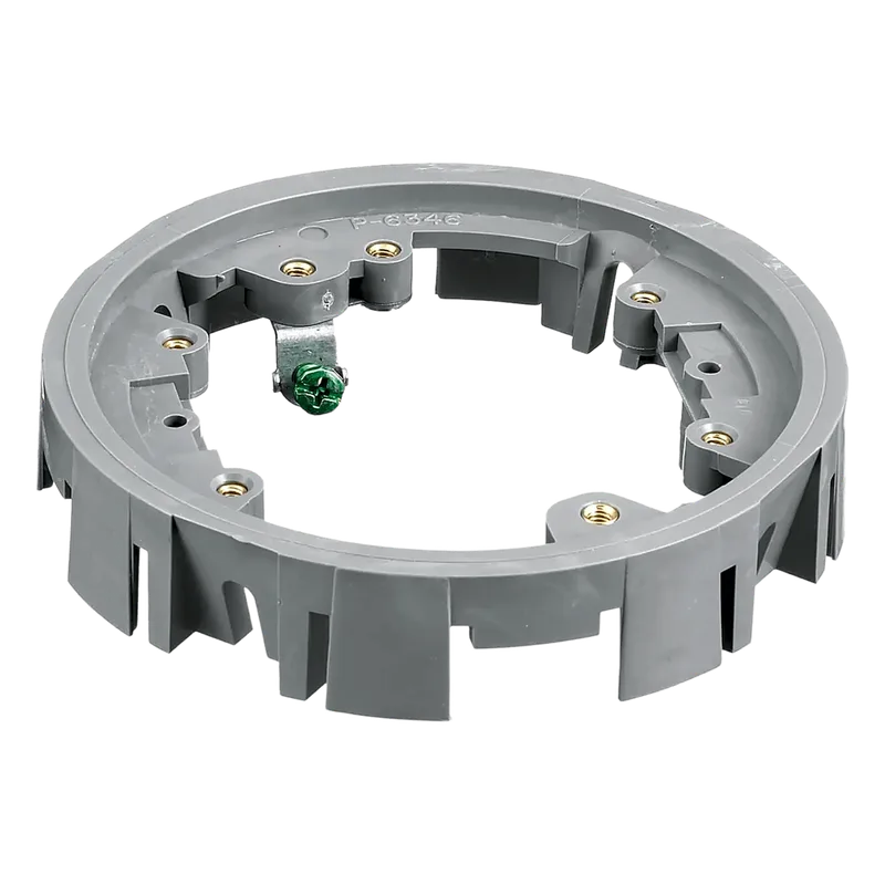Adaptador para Cajas de Piso de Concreto / Serie PFB Redonda / Material PVC Termoplástico / Montaje con Tornillos / 4 Ganchos Incluidos / Clips Deslizantes / Acepta Tapas Plásticas y Metálicas / Color Gris HUBBELL HUB-PFBA1A