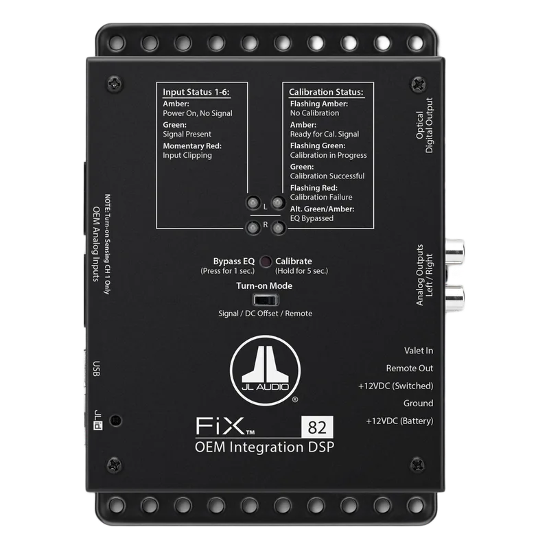 Procesador DSP de Integración OEM / 8 Canales de Entrada / 2 Canales de Salida / Tecnología FiX™ / Corrección de Señal de Fábrica / Restauración de Graves y Agudos / Para Sistemas de Audio Automotriz JL AUDIO 10-03102-00