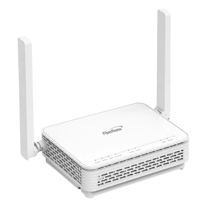 ONU GPON WiFi 6 (2.4/5 GHz), 2 antenas de 5 dBi, Compatible con OLT de Terceros, MIMO 2x2, 2 Puertos Gigabit, conector SC/UPC, (Gestión WAN desde la Interfaz de la ONU) FIBERHOME HG6021FC2