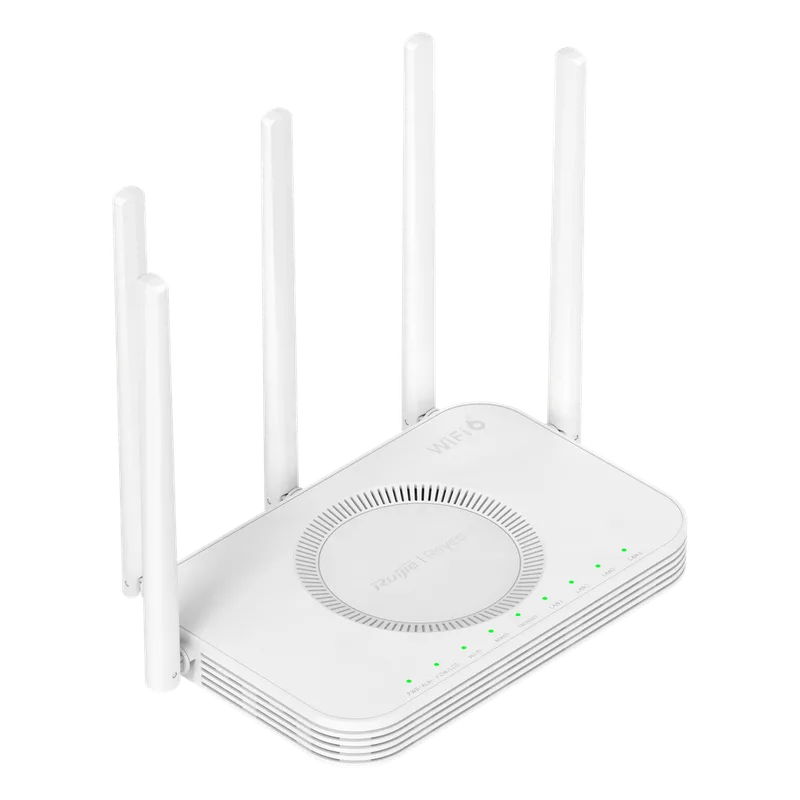Router ONU GPON/EPON Wi-Fi 6 / 3000 Mbps (2.4 GHz + 5 GHz) / Puerto PON SC/UPC / 4 Puertos Gigabit LAN/WAN / Puerto USB 2.0 / 5 Antenas Externas / Mesh / 192 Clientes RUIJIE RG-PON3000GX