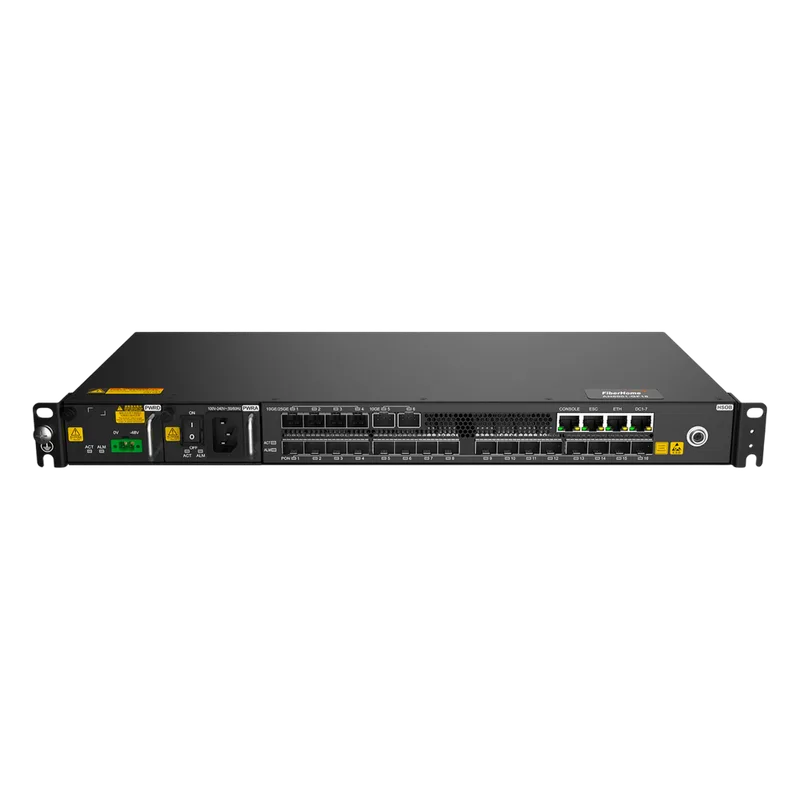 OLT Mini Box / 16 Puertos Agile-PON / 4 x 10GE/25GE + 2 x 10GE Uplink / 2048 ONUs / 1U / Soporte GPON-XG-PON-XGS-PON / Proteccion Tipo B/C / Alimentacion AC-DC Dual / -40 a 55 C FIBERHOME AN6001-GF16
