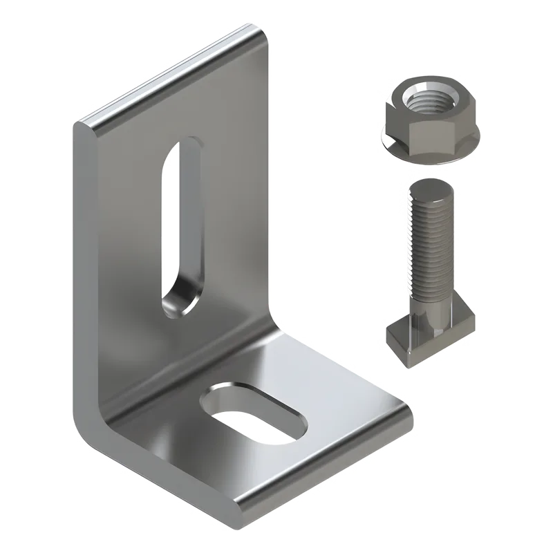 Herraje en L / L Foot / Fijación al Suelo / Aluminio Serie 6000 / Acero Inoxidable / Compatible con N Rail 4.72 / Techos Planos e Inclinados BASEL N00002