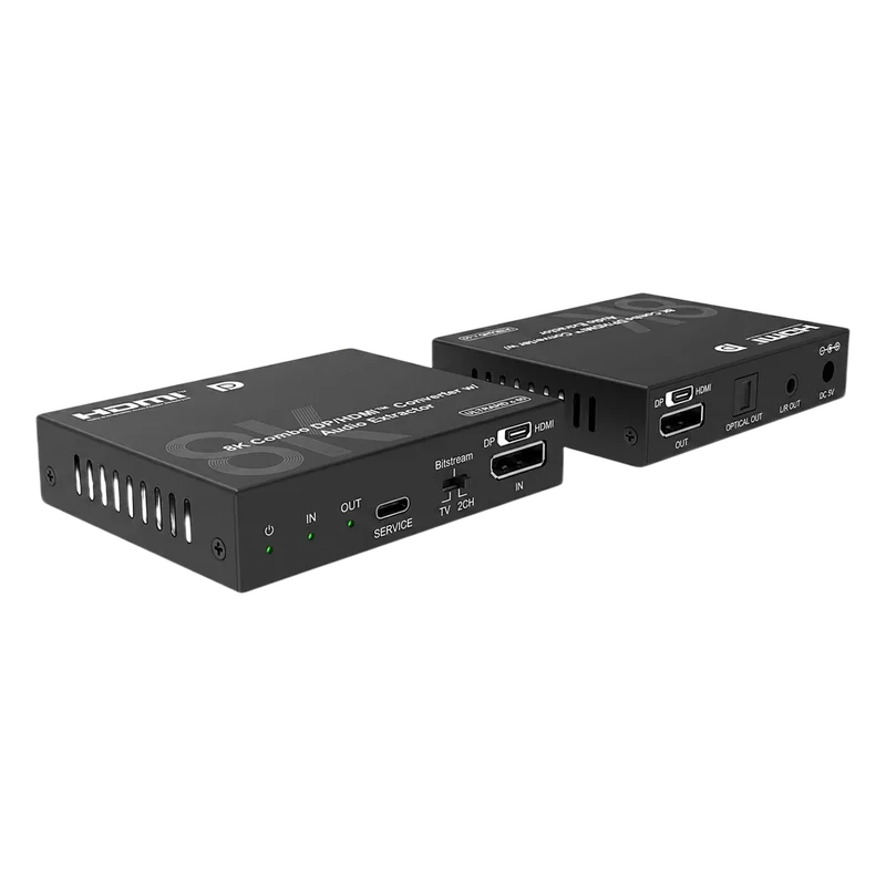 Extensor de Video DP y HDMI | Convertidor Combo DisplayPort / HDMI | Extracción de Audio | Hasta 8K30 | 4K120 | HDCP 2.3 | Múltiples Formatos de Audio | HDR10 EPCOM PROAUDIO EPC-CVC11DHA