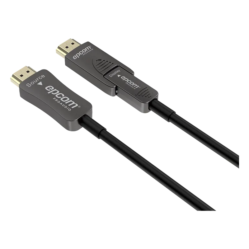 Cable HDMI Óptico Activo| 4K Real | 20 m | 18 Gbps | 4K@60Hz 4:4:4 | HDMI 2.0b | HDCP 2.2 | HDR | ARC | Conector RX Desmontable | Plug and Play EPCOM PROAUDIO EP-FOH4K20M-D