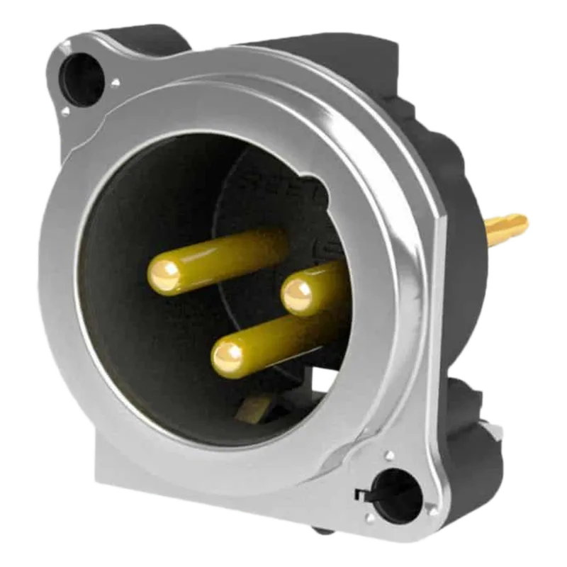 Conector XLR Macho de 3 Polos | Montaje Vertical para placa de pared | Brida de Montaje Metálica SEETRONIC SCADM3-V